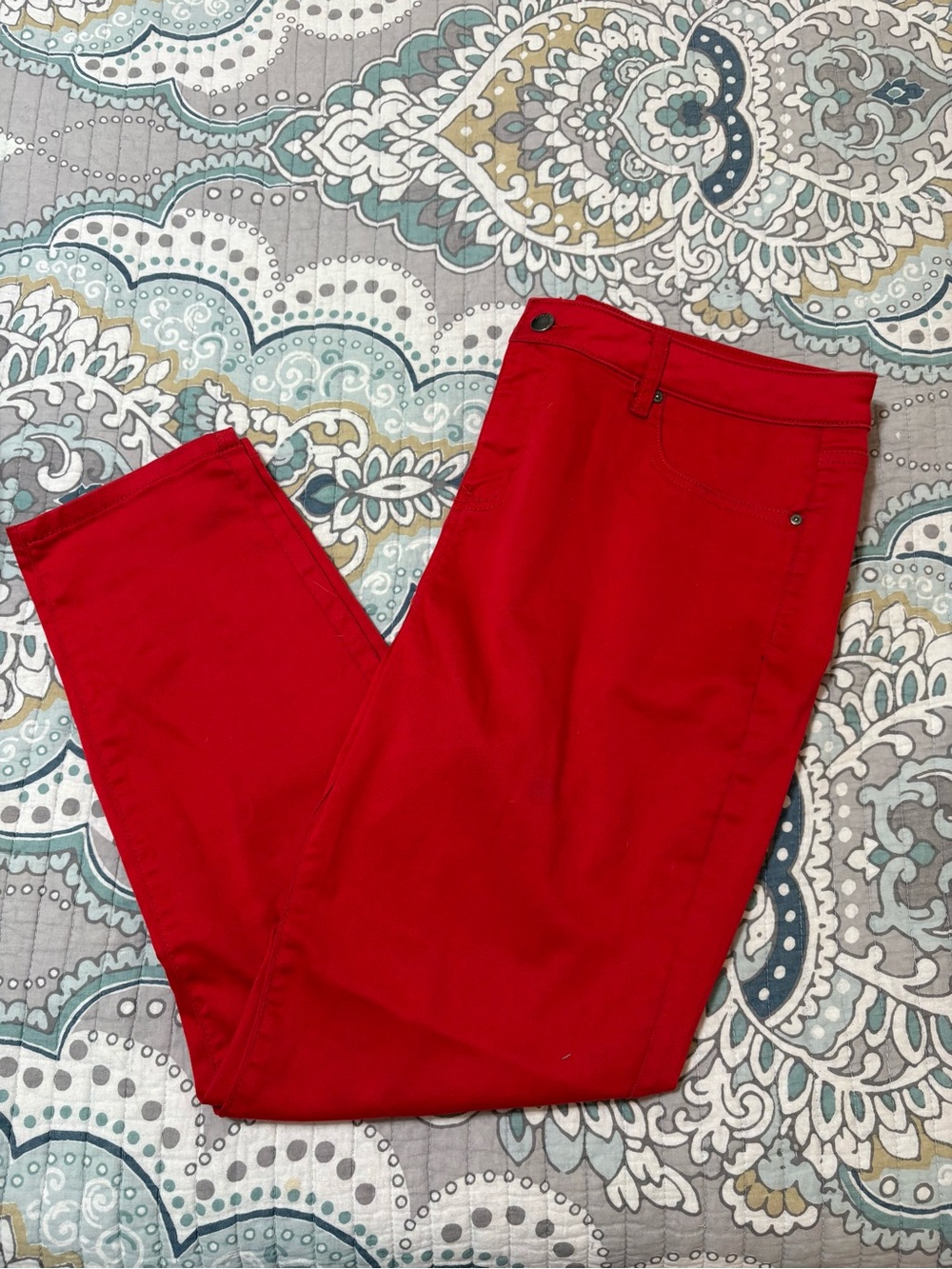 Ladies Red Pants - Slim Straight Fit